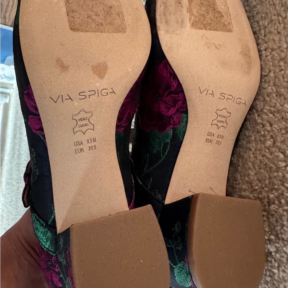 Via Spiga Satin Flower Alana Made in Italy Leather Pumps 9.5M - Picture 15 of 16